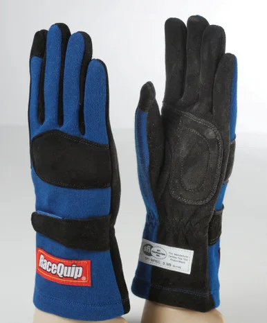 RaceQuip 355025RQP 355 Series Two-Layer Nomex Race Gloves SFI-5 Blue Large