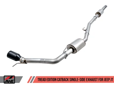 AWE Tuning 20-21 Jeep Gladiator JT 3.6L Tread Edition Cat-Back Single Side Exhaust – Diamond Blk Ti – 3015-23103
