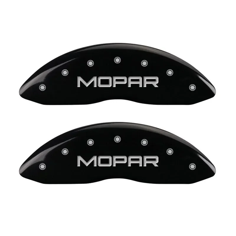 MGP Caliper Covers (F&R): Dodge Viper 01-02 8.0L V10 w/ Black Finish, Silver Characters, MOPAR Logo