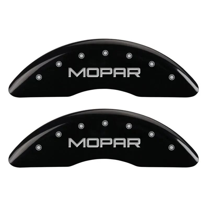MGP Caliper Covers (F&R): Ram 2500 / 3500 11-18 6.7L Diesel/6.4L/5.7L w/ Black Finish, Silver Characters, MOPAR Logo