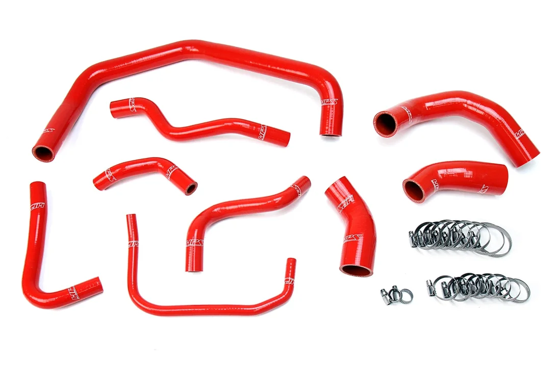 HPS Performance High Temp Reinforced Silicone Radiator Coolant Hose Kit, Red, 57-1728-RED
