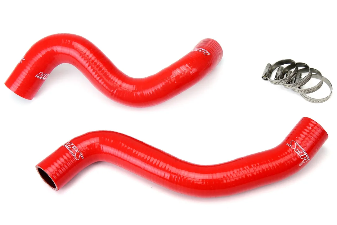 HPS Performance High Temp Reinforced Silicone Radiator Coolant Hose Kit, Red, 57-1058-RED