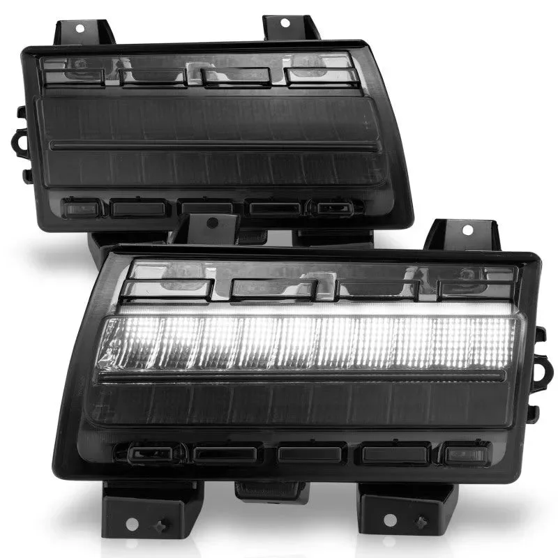 ANZO LED Fender Lights Sequential Signals (F&R): Jeep Wrangler JL / Gladiator JT 2007-2018 / 2018-2024 w/ Chrome Smoke – Smoke