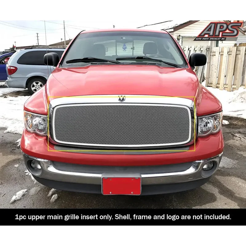 APS Polished Stainless Upper Mesh Grille (Version 2): Dodge Ram 2002 – 2005