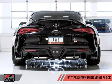 AWE Tuning 2020 Toyota Supra A90 Resonated Track Edition Exhaust – 5in Diamond Black Tips – 3015-33130