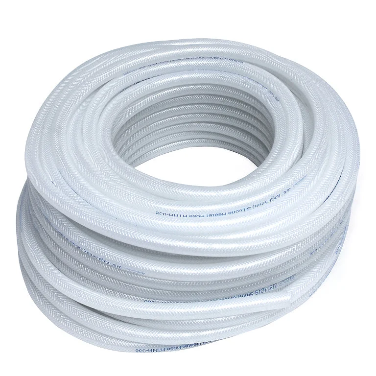 HPS 5/32″ ID Clear high temp reinforced silicone heater hose 50 feet roll, Max Working Pressure 85 psi, Max Temperature Rating: 350F, Bend Radius: 3/4″