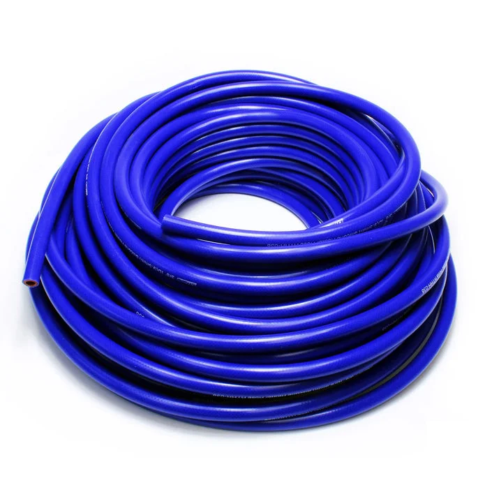 HPS 3/4″ ID blue high temp reinforced silicone heater hose 25 feet roll, Max Working Pressure 70 psi, Max Temperature Rating: 350F, Bend Radius: 3″