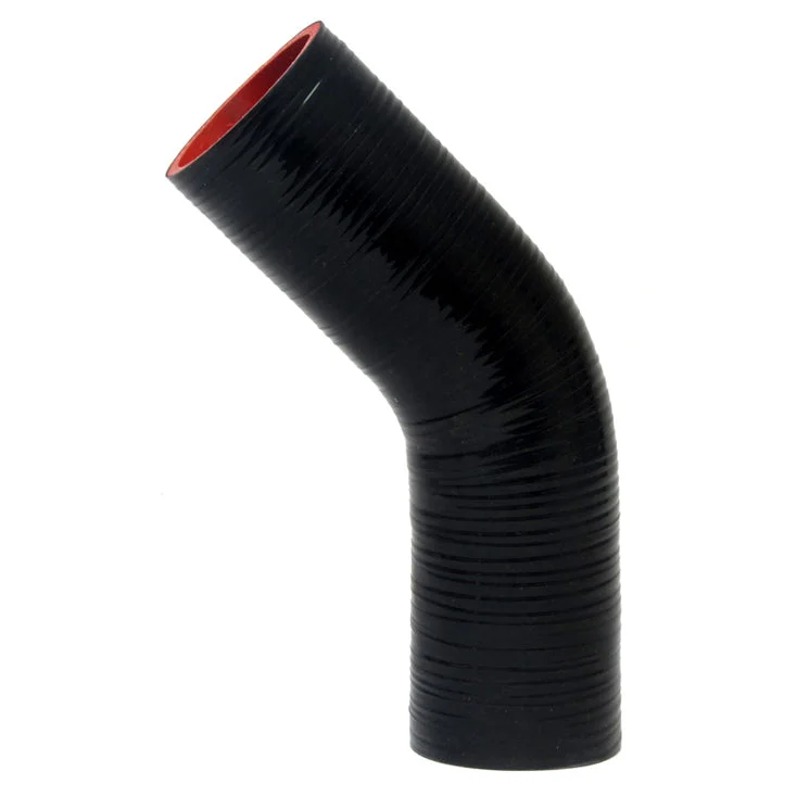 HPS 2-3/8″ ID High Temp 4-ply Reinforced Silicone 45 Degree Elbow Coupler Hose Black (60mm ID)