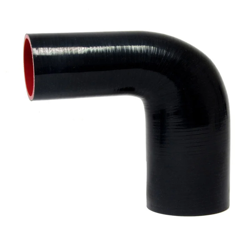 HPS 5/8″ – 1″ ID High Temp 4-ply Reinforced Silicone 90 Degree Elbow Reducer Hose Black (16mm – 25mm ID)