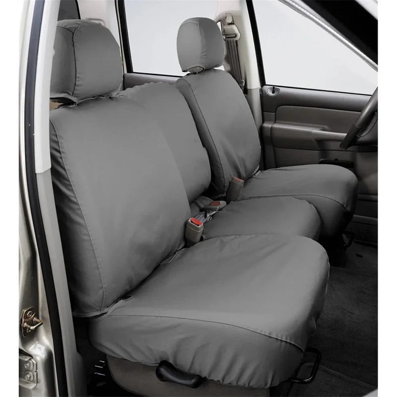Covercraft Polycotton SeatSaver 2nd Row Seat Covers: Fits Most Dodge 8.0L/5.9L Diesel/5.7L/5.2L/3.9L (98-02) – Gray