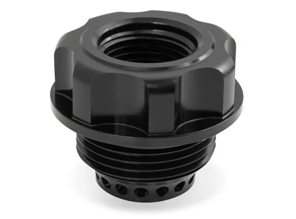 Oil Fill Cap w/ Baffle & -10 ORB Port – Fits Holley Cast Aluminum Valve Covers for the GM LS Series Engines w/ 1-5/16″-12 Threads on the Cap.