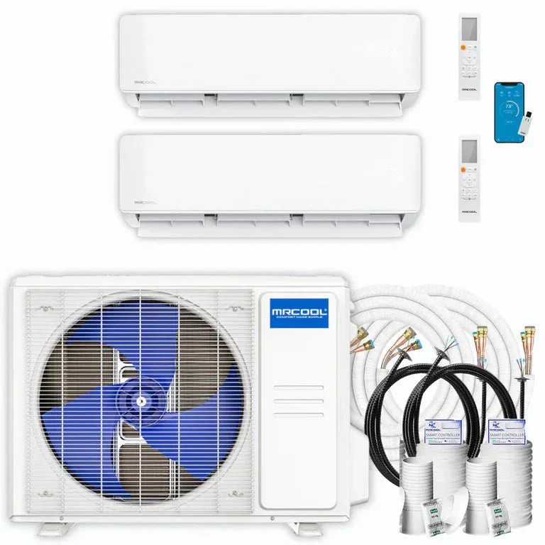MRCOOL DIY 5th Gen 36,000 BTU Multi-Zone Ductless Mini Split Heat Pump System (9K + 18K Air Handlers with 16 ft QuickConnect Line Sets)