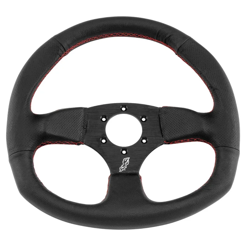 DragonFire Racing Steering Wheel – D-Shaped – Vinyl – Black/Red – 04-0804