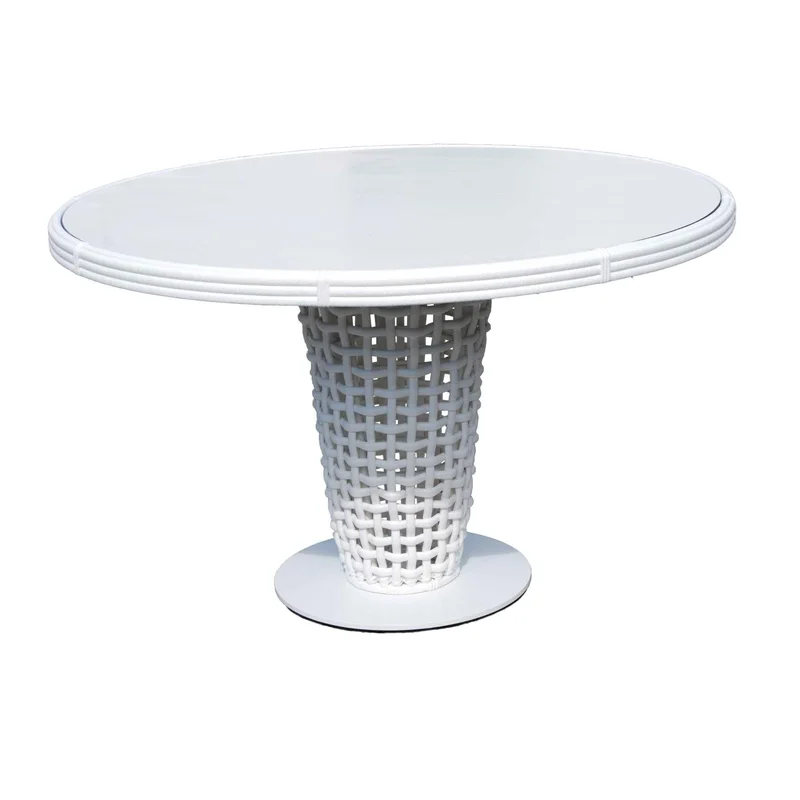 Skyline Design Dynasty Round Dining Table with Glass