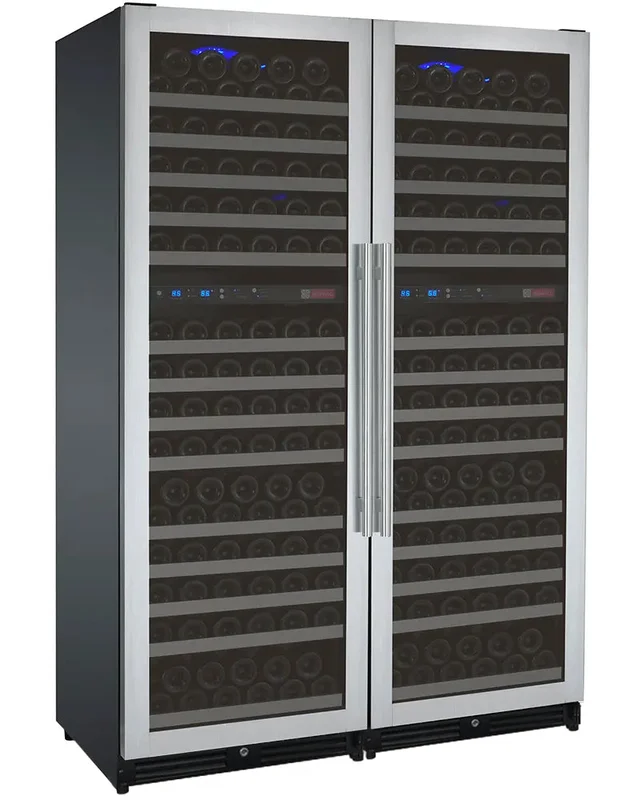 Allavino 47″ Wide FlexCount II Tru‑Vino 344 Bottle Four‑Zone Stainless Steel Side‑by‑Side Wine Refrigerator BF 2X‑VSWR172‑2S20