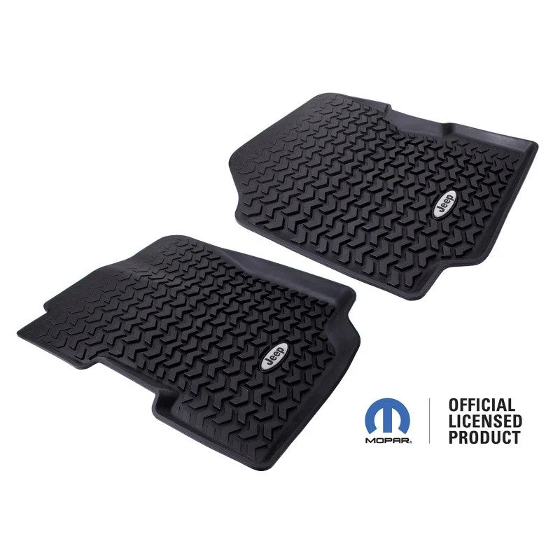 Rugged Ridge Floor Liner Front Black 1976-1995 Jeep Logo CJ-7 / CJ-8 / Jeep Wrangler YJ – DMC-12920.22