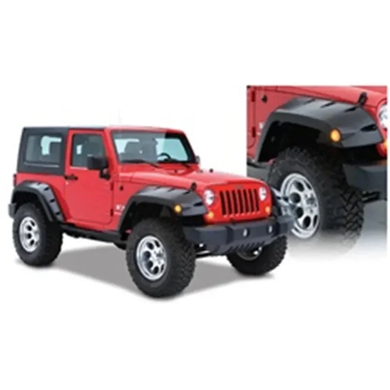Bushwacker Max Coverage Pocket Style Fender Flares (FRONT): Jeep Wrangler (07-18) – Black