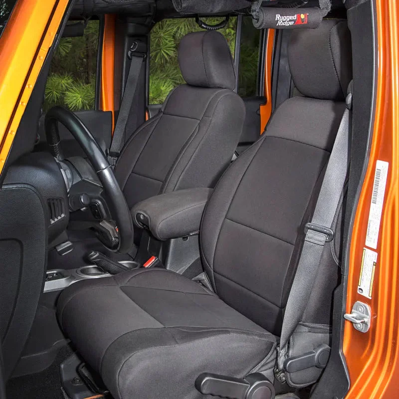 Rugged Ridge Neoprene Seat Cover Kit (F&R): Jeep Wrangler (07-18) / Grand Cherokee (05-10) – Black