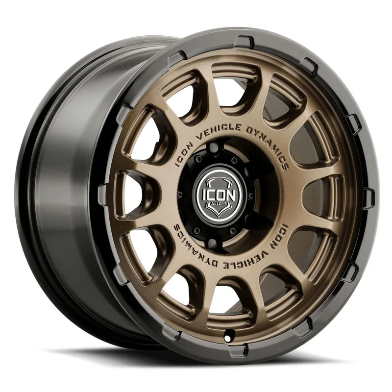 ICON Alloys Rancho, Satin Bronze w/ Gloss Black Lip, 17 x 8.5 / 6 x 135, 6mm Offset, 5″ Backspace