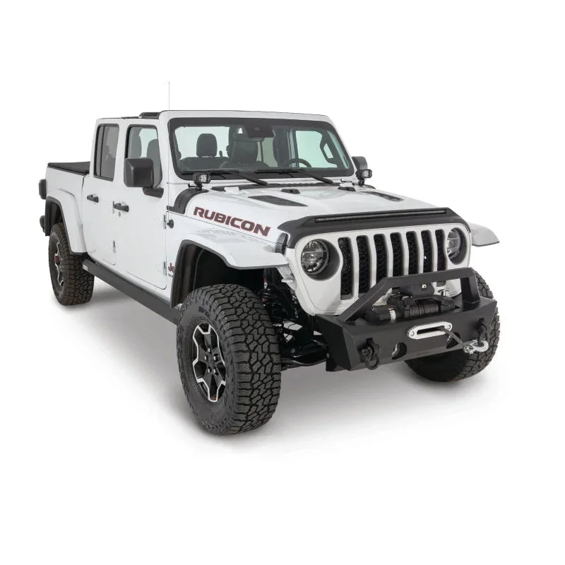 AVS Aeroskin Low Profile Hood Shield w/ Lights (BLACK): Jeep Wrangler / Gladiator (18-25)