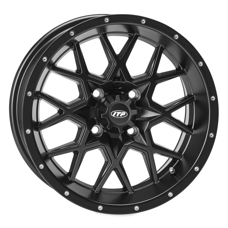 ITP Storm Series Hurricane Wheel Matte Black 12×7 4/110 5+2 1228627536B