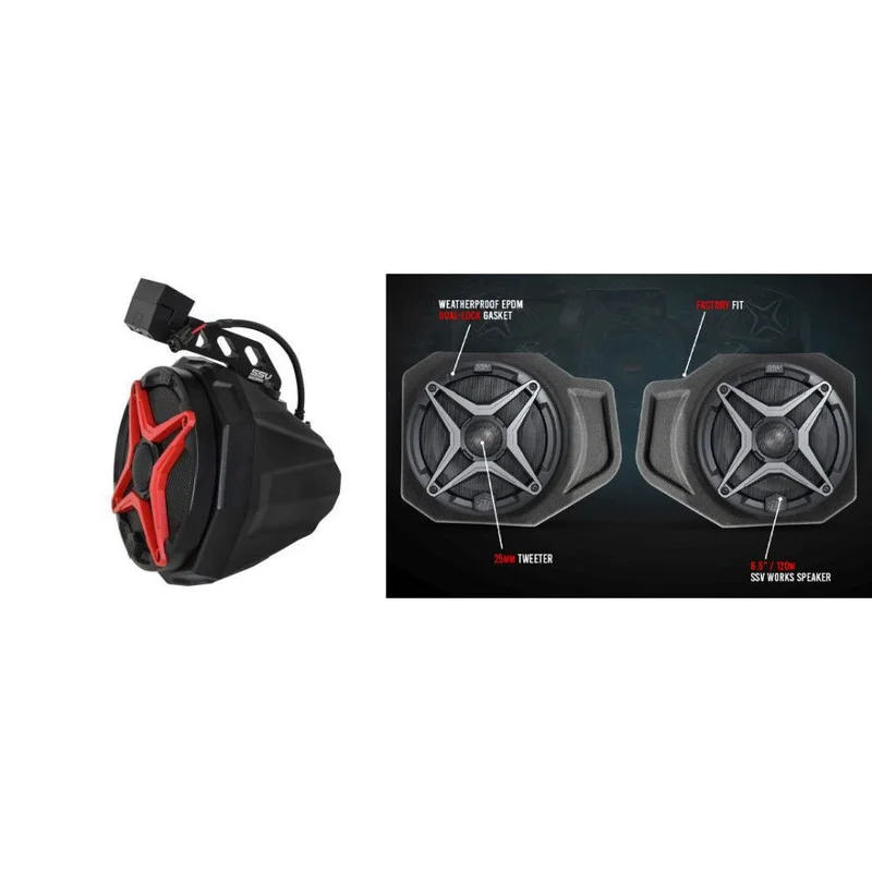 SSV Works Subwoofer W/ Cage Mounted 6.5″ SSV And Kicker Speaker Pods For Polaris RGR XP 1000 18-22