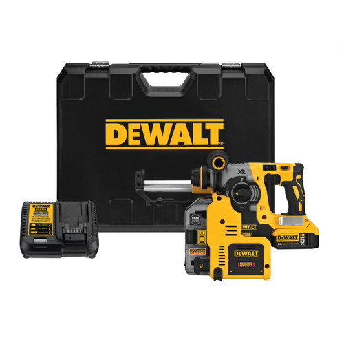 Dewalt DCH273P2DHO 20V MAX* XR Brushless 1 in. SDS Plus L-Shape Rotary Hammer Kit with Onboard Dust Extractor (5.0Ah)