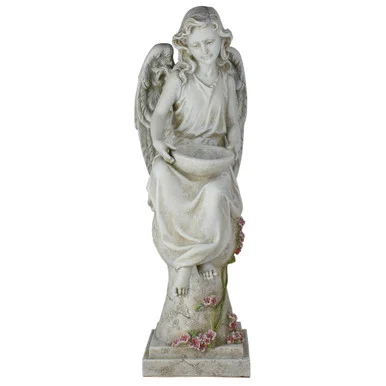 21″ Joseph’s Studio LED Solar Powered Angel on Pedestal Outdoor Garden Statue