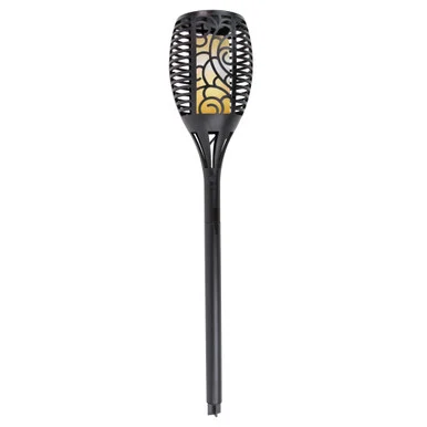 22.5″ Black Solar Powered Flickering LED Lantern Garden Stake