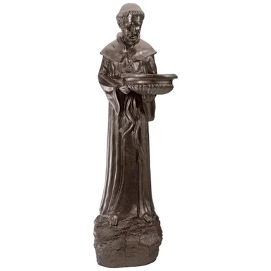 23.5″ Bronze St. Francis of Assisi Bird Feeder – Inspiring Elegance for Your Outdoor Space