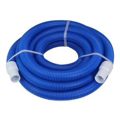 24′ x 1.25″ Dark Blue and White PE Vacuum Hose with Swivel Cuff for Water Disposal