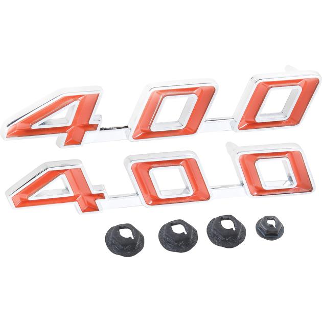 1967-69 Pontiac Firebird,"400" Hood Emblem Set, with Hardware, Pair, GM Licensed