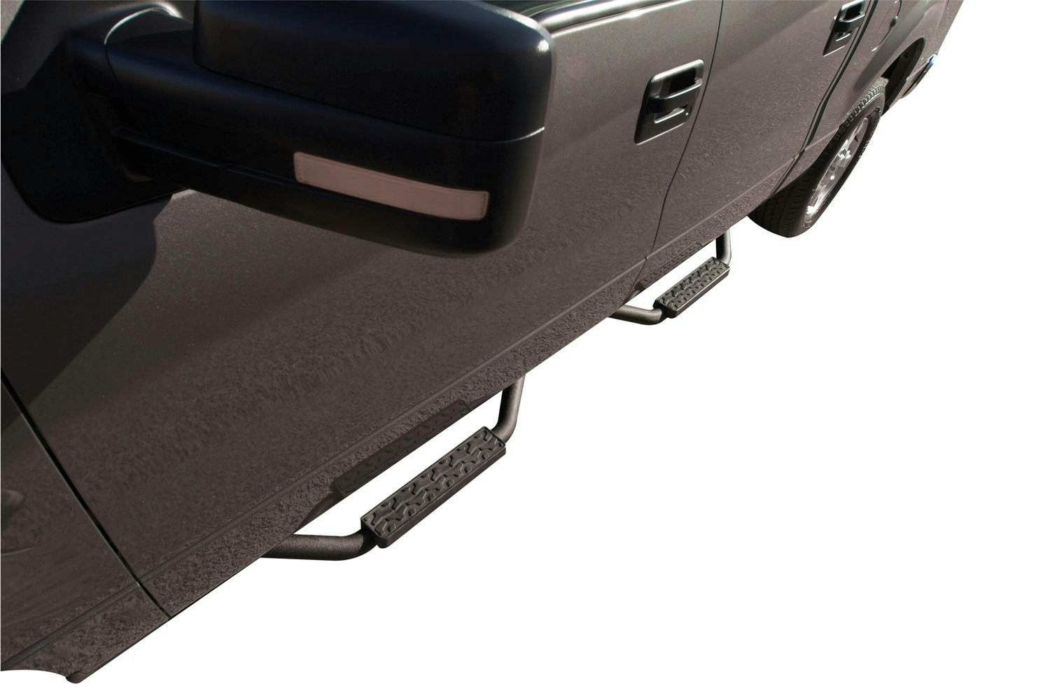 Rampage Products 26625 Slimline 2 in. Round Side Bar Cab Length; Textured Black Powder Coat