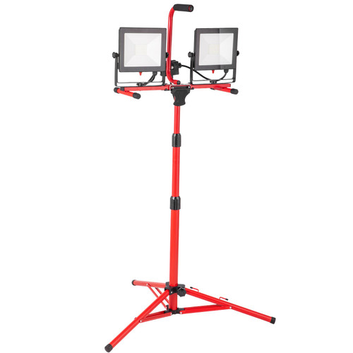 LED Work Light with Stand, 20000 Lumen Dual-head LED Work Light with 27.6"-68.1" Adjustable and Foldable Tripod Stand, IP65 Waterproofed LED Tripod Work Light, with 5000 Kelvin Color Temperature