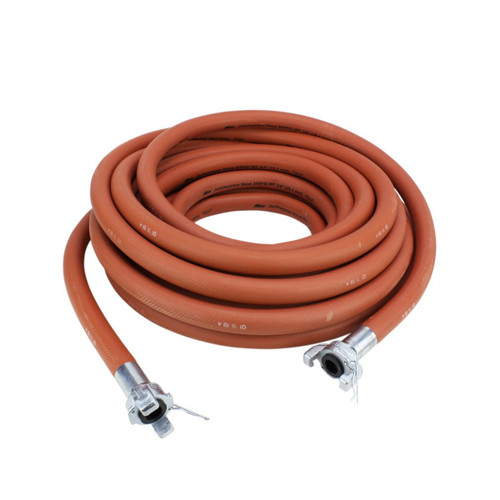 Milton Industrial Jackhammer 50 ft Red Rubber Air Hose w/ 3/4 in Crimped Universal (Chicago) Coupling Connection Fitting - MADE IN USA