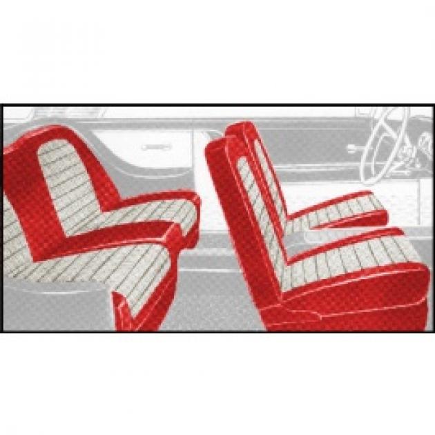 Ford Thunderbird Front Bucket & Rear Bench Seat Covers, Full Set, Vinyl, Red #8 & White #2, Trim Code XG, 1958