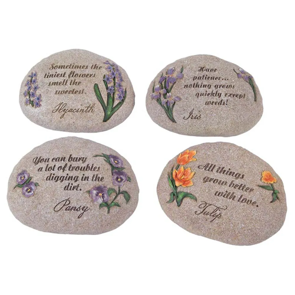 Club Pack of 12 Spring Garden Inspirational Decorative Flower Garden Stones 6″