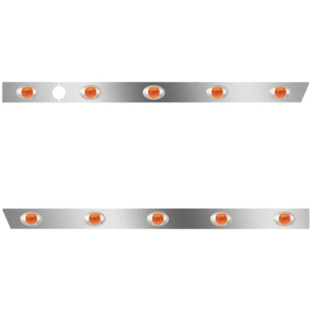 3 Inch Stainless Steel Standard Cab Panels W/ 10 P3 Amber/Amber LEDs For Peterbilt 388, 389 123 BBC