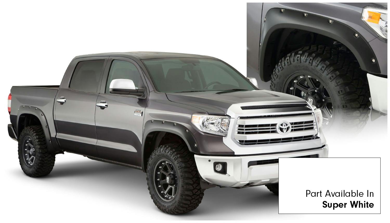 Bushwacker 30918-13 Fender Flares Pocket Style-Color Super White Smooth Finish 4 Pc