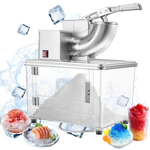 661 lbs/h Commercial Ice Crusher, 350W Electric Snow Cone Machine, 2000 RPM, 4 Blades, 11 Gal Ice Box