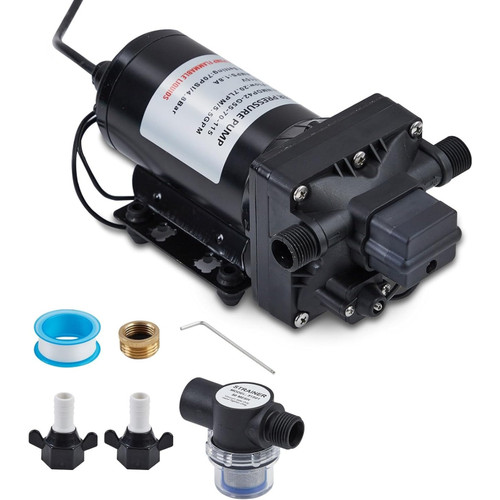 5GPM Electric Water Pressure Booster,1pc Electric Water Pressure Booster Pump, 115V AC 5GPM 55PSI, Diaphragm Pump with 125ft Head Lift, Self-Priming, Thermal Overload Protection, for Home Marine Yacht Garden Hose, US Plug