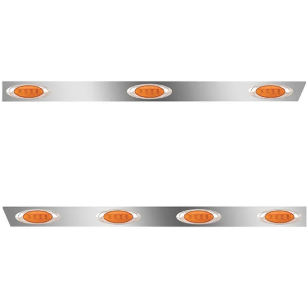 4 Inch Stainless Steel Standard Cab Panels W/ 7 Total P1 Amber/Amber LEDs For Peterbilt 389 131 BBC