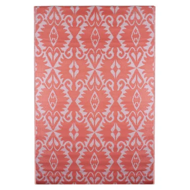 4′ x 6′ Pink Abstract Pattern Rectangular Outdoor Area Rug