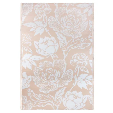4′ x 6′ Pink Beige and White Floral Rectangular Outdoor Area Rug