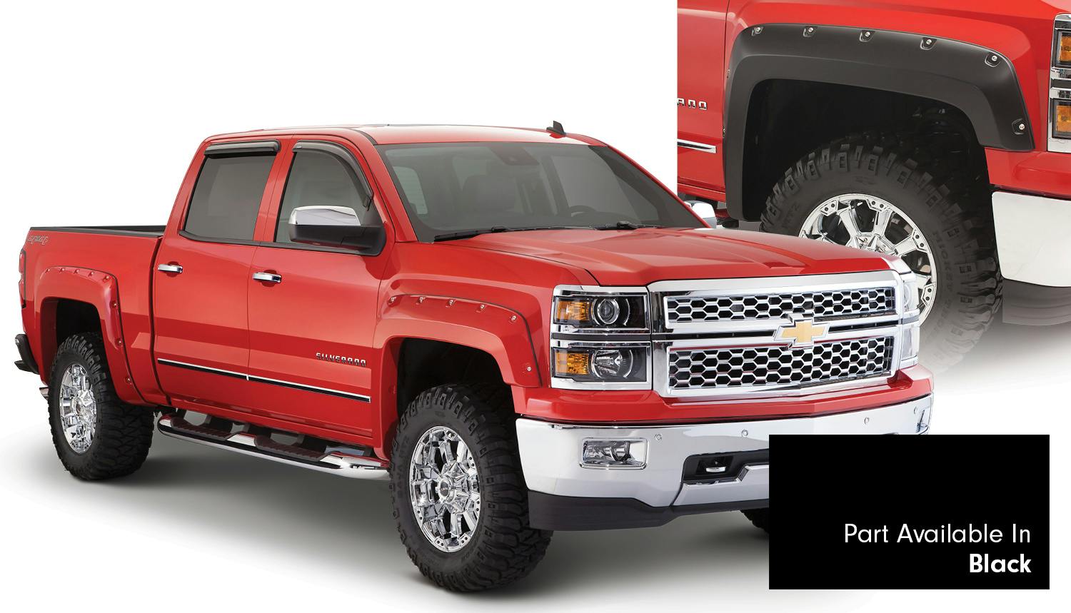 Bushwacker 40959-34 Fender Flares Pocket Style-Color Black Smooth Finish 4 Pc