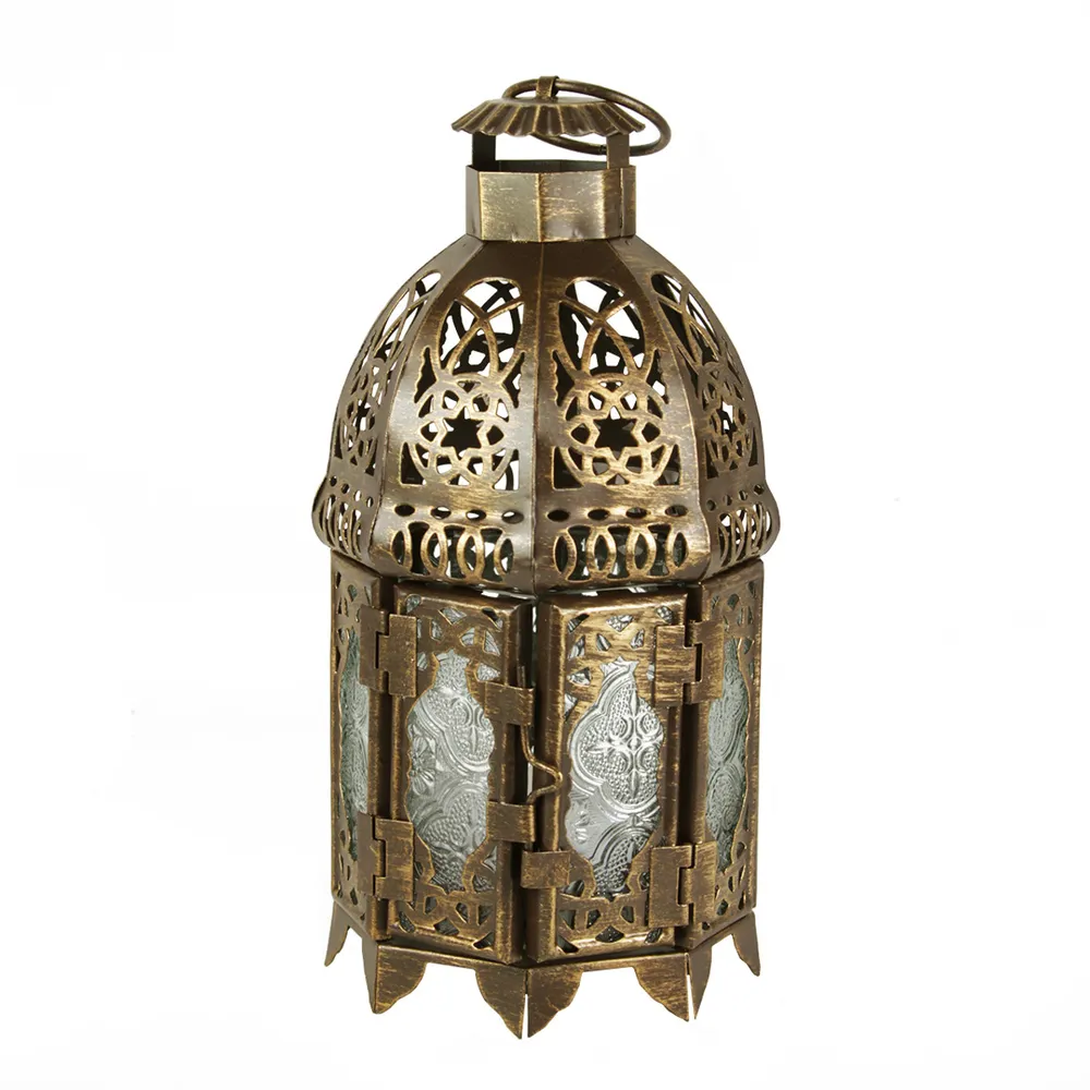 4″ Rustic Gold Moroccan Lantern Flameless LED Tealight Candle Holder