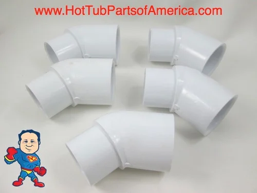 45 Degree 2 Inch Street x Slip PVC Elbow Fittings for Hot Tub Spa Plumbing – Pack of 5