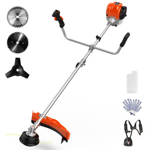 35cc 4-Cycle Gas String Trimmer 4-in-1 Heavy Duty Gas Weed Eater, 1.5HP Weed Wacker 9"Brush Cutter Powerful 16"Grass Trimmer with Shoulder Strap, Lightweight Stable Weed Trimmer for Tough Yards