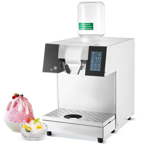 Commercial Snowflake Ice Machine - 397 lbs/24h Output, Stainless Steel Ice Shaver, Electric Snow Cone Maker with Liquid Cooling System, Touch Control Panel