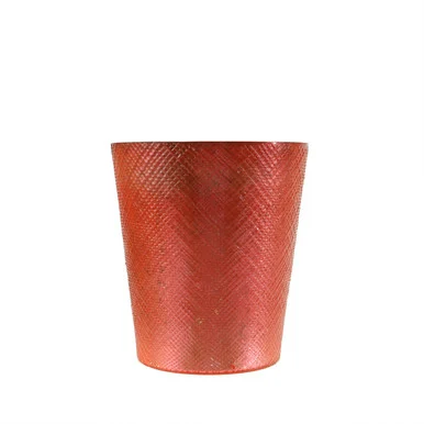 5.5″ Decorative Salmon Pink and Silver Mercury Glass Votive Candle Holder